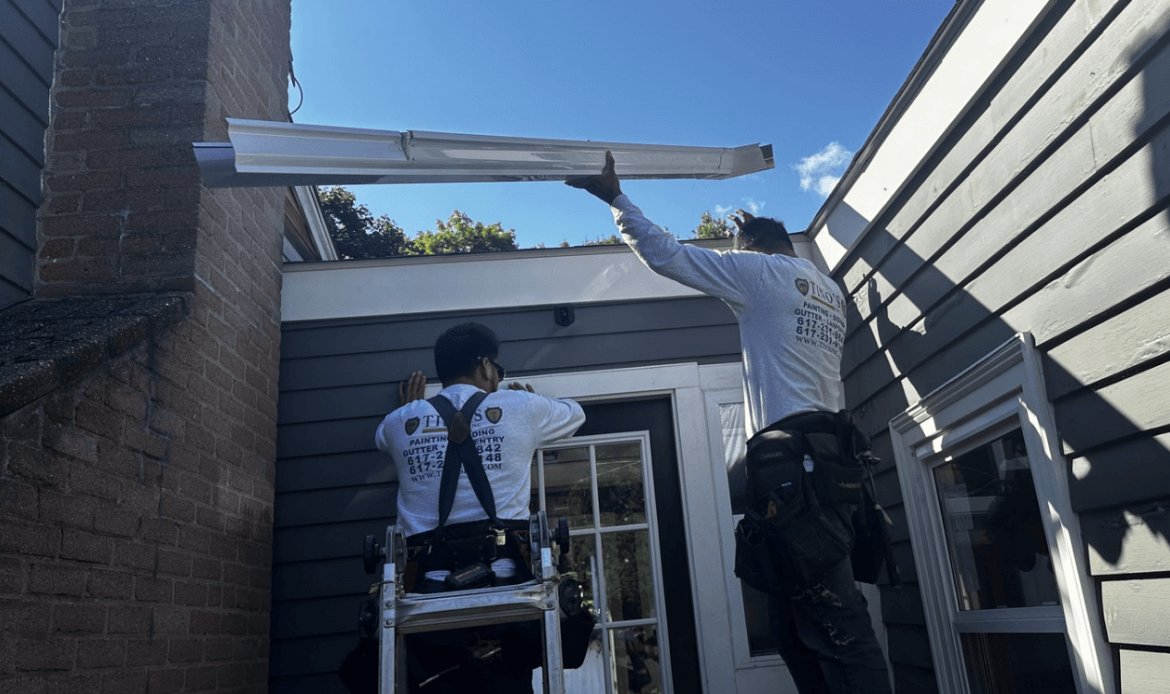 Seamless gutter Tinos inc gutter company Gutter installers