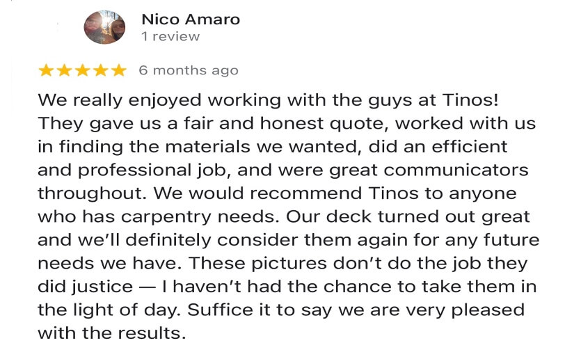 Deck Building MA Customer review