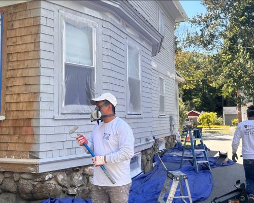 Wood house exterior painting in boxford Essex County ma